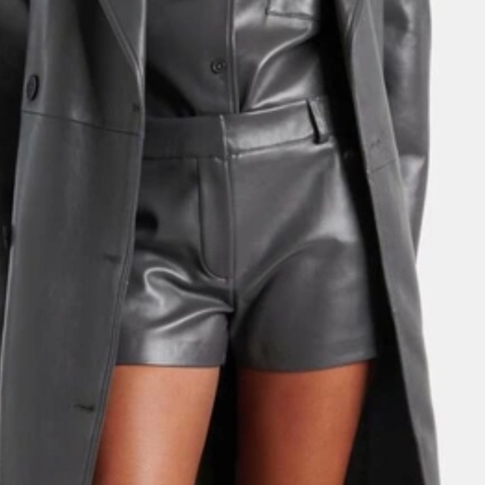 NWT The Frankie Shop Kate Faux Leather Charcoal Gray Shorts Buttery Soft LG